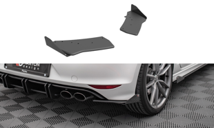 Maxton Street Pro Rear Side Splitters + Flaps Volkswagen Golf R Mk7 - Black + Gloss Flaps    