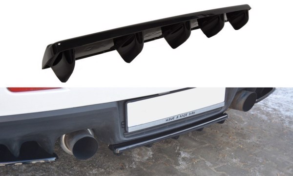 Maxton Central Rear Splitter Mitsubishi Lancer Evo X (With Vertical Bars) - Gloss Black
