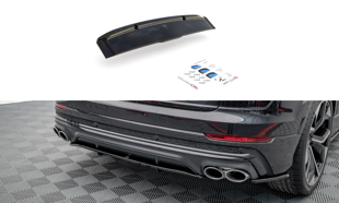 Maxton Central Rear Splitter (With Vertical Bars) Audi Sq8 Mk1 - Gloss Black