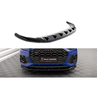 Maxton Front Splitter V.2 AUDI SQ5 / Q5 S-LINE SUV / Sportback MK2 Facelift - Gloss Black