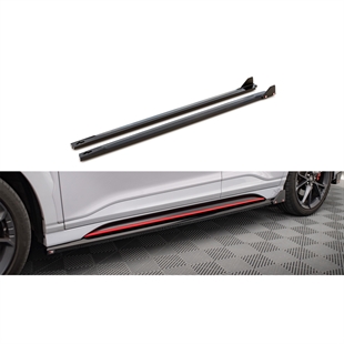 Maxton Side Skirts Diffusers V.1 + Flaps Hyundai Kona N Mk1 - Gloss Black