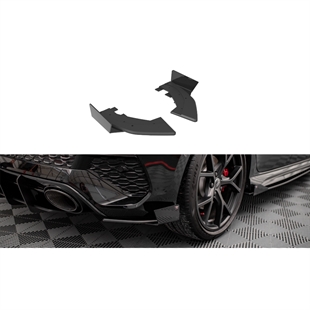 Maxton Street Pro Rear Side Splitters + Flaps Audi RS3 Sportback 8Y - Black + Gloss Flaps    