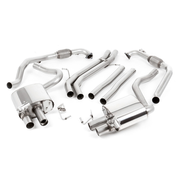 Milltek Non Sport Diff Modeller - Icke-Resonerad (Högre) Cat-Back Avgassystem Med Fyra GT-90 Burnt Titanium Trims, RHD, Audi S4/S5 B9
