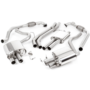 Milltek Non Sport Diff modeller - Resonerat (Tystare) Cat-Back Avgassystem med Cerakote Svarta Ändrör, RHD, Audi S4/S5 B9