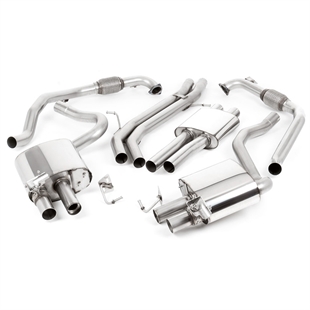 Milltek Non Sport Diff modeller - Resonerat (Tystare) Cat-Back Avgassystem med Quad GT-100 Titanändrör, Audi S4/S5 B9