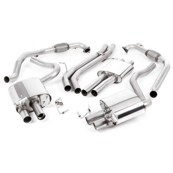 Milltek Non Sport Diff modeller - Resonerat (Tystare) Cat-Back Avgassystem med Quad GT-100 Titanändrör, Audi S4/S5 B9