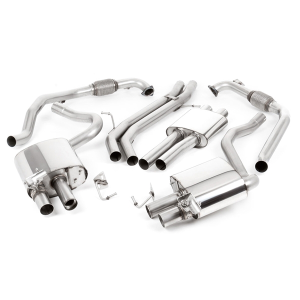 Milltek Non Sport Diff Modeller - Resonerad (Tystare) Cat-Back Avgassystem Med Fyra GT-90 Titanium Trims, RHD, Audi S4/S5 B9