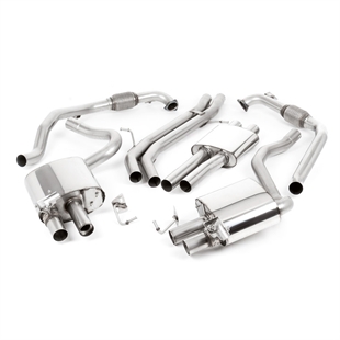 Milltek Non Sport Diff Models - Resonansdämpad Cat-Back med Quad Bränt Titanium Avslutningar, Tip Form - GT, Tip Size - 100, Audi S4 B9