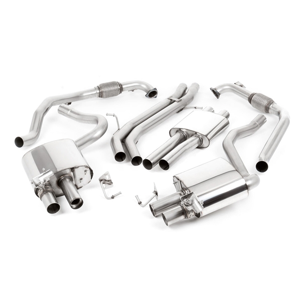 Milltek Non Sport Diff Models - Resonansdämpad Cat-Back med Quad Bränt Titanium Avslutningar, Tip Form - GT, Tip Size - 100, Audi S4 B9
