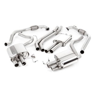 Milltek Non Sport Diff Models - Resonansdämpad Cat-Back med Quad Cerakote Svart Oval Avslutningar, Tip Form - Oval (Jet), Audi S4 B9