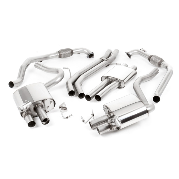 Milltek Non Sport Diff Models - Resonansdämpad Cat-Back med Quad Cerakote Svart Oval Avslutningar, Tip Form - Oval (Jet), Audi S4 B9