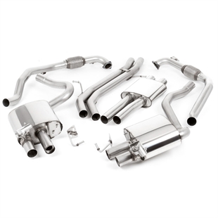 Milltek Non Sport Diff Models - Resonansdämpad Cat-Back med Quad Cerakote Svart Avslutningar, Tip Form - GT, Tip Size - 100, Audi S4 B9