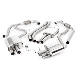Milltek Non Sport Diff Models - Resonansdämpad Cat-Back med Quad Titanium Avslutningar, Tip Form - GT, Tip Size - 100, Audi S4 B9