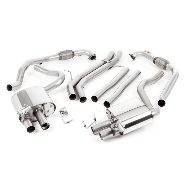 Milltek Sport Diff Utan Brace Bars - Non-Resonated Cat Back Med Tip Form - GT, Tip Finish - Burnt Titanium, Audi S4 B9