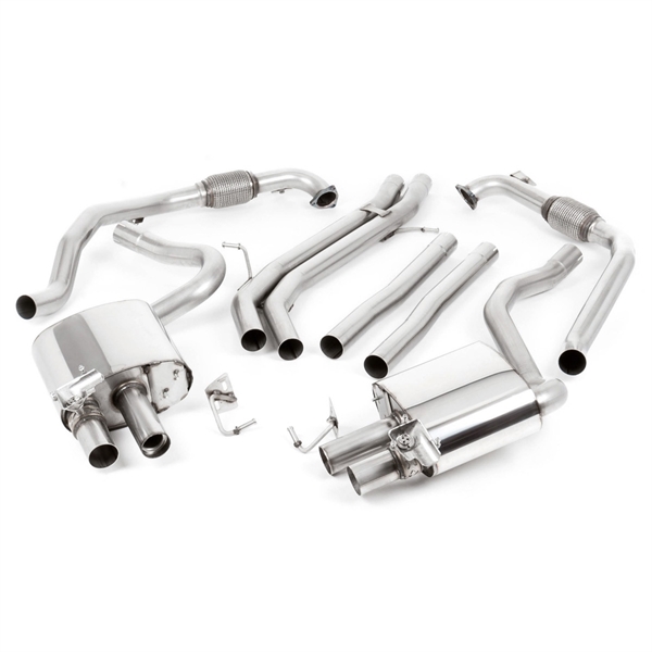 Milltek Sport Diff Utan Brace Bars - Non-Resonated Cat Back Med Tip Form - Jet, Tip Finish - Carbon Fibre, Audi S4 B9
