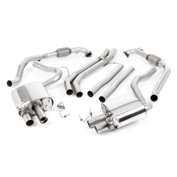 Milltek Sport Diff Utan Brace Bars - Non-Resonated Cat Back Med Tip Form - GT, Tip Finish - Cerakote Black, Audi S4 B9