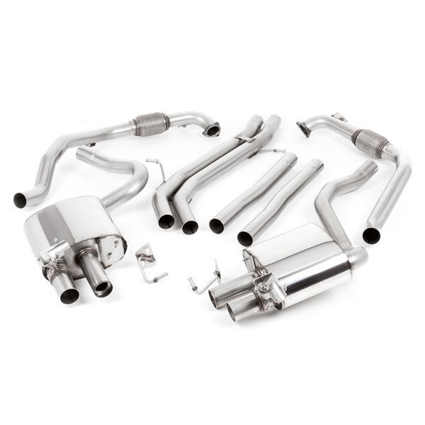 Milltek Sport Diff Utan Brace Bars - Non-Resonated Cat Back Med Tip Form - GT, Tip Finish - Polished, Audi S4 B9