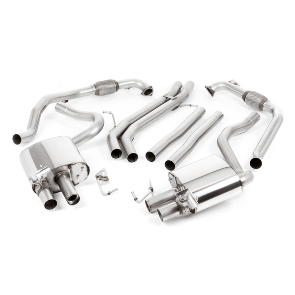 Milltek Sport Diff Utan Brace Bars - Non-Resonated Cat Back Med Tip Form - GT, Tip Finish - Brushed Titanium, Audi S4 B9