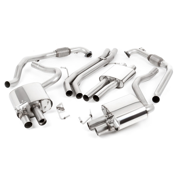 Milltek Sport Diff utan Brace Bars - Resonerad Cat Back med Ovala Cerakote Black Ändrör Audi S4 B9