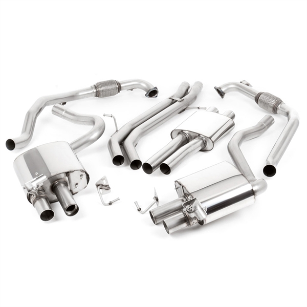 Milltek Sport Diff utan Brace Bars - Resonerad Cat Back med Polerade Ändrör Audi S4 B9