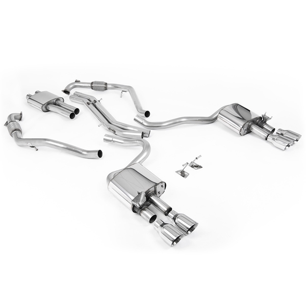 Milltek Sport Diff-modeller Med Förstärkningsstag (LHD) – Resonansdämpat Cat-back Avgassystem Med Fyrdubbla Polerade Ändrör Till Audi S5 B9 V6 Turbo Coupé