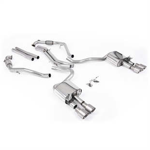 Milltek Sport Diff-modeller med Brace Bars - Icke-Resonerat Cat-Back (Högre) med Quad Borstade Titanium Ändrör, RHD, Audi S5 B9