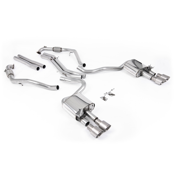 Milltek Sport Diff-modeller med Brace Bars - Icke-Resonerat Cat-Back (Högre) med Quad Borstade Titanium Ändrör, RHD, Audi S5 B9