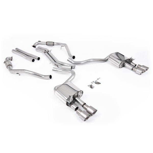 Milltek Sport Diff-modeller med Stag - Icke-Resonerad Cat-Back (Högre) med Fyra Borstade Titanändrör, LHD, Audi S5 B9 (3.0 V6 Turbo Coupé)