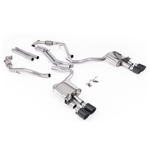 Milltek Sport Diff-modeller med Brace Bars - Icke-Resonerat Cat-Back (Högre) med Quad Carbon Ändrör, RHD, Audi S5 B9