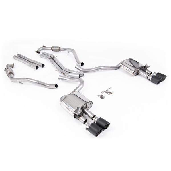 Milltek Sport Diff-modeller med Brace Bars - Icke-Resonerat Cat-Back (Högre) med Quad Carbon Ändrör, RHD, Audi S5 B9