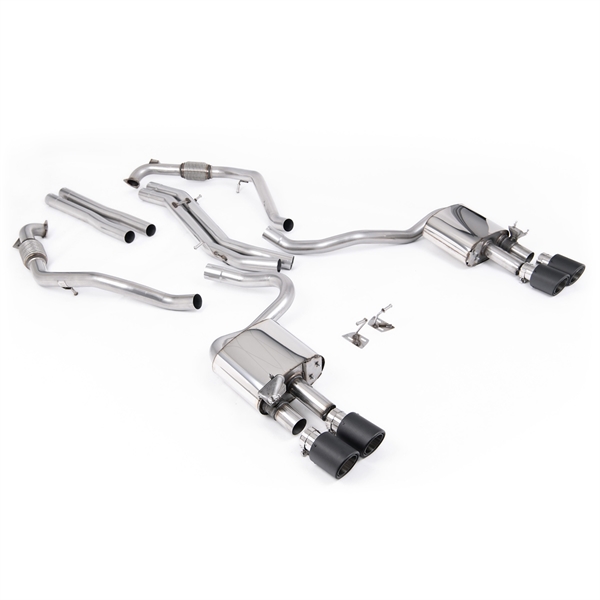 Milltek Sport Diff-modeller med Stag - Icke-Resonerad Cat-Back (Högre) med Fyra Kolfiberändrör, LHD, Audi S5 B9 (3.0 V6 Turbo Coupé)