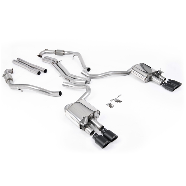Milltek Sport Diff-modeller med Brace Bars - Icke-Resonerat Cat-Back (Högre) med Quad Cerakote Svarta Ovala Ändrör, RHD, Audi S5 B9