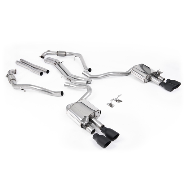 Milltek Sport Diff-modeller med Stag - Icke-Resonerad Cat-Back (Högre) med Fyra Cerakote Svarta Ändrör, LHD, Audi S5 B9 (3.0 V6 Turbo Coupé)