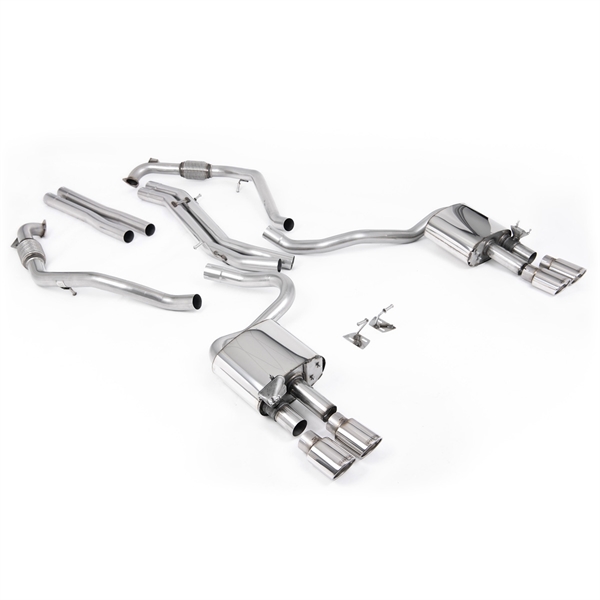 Milltek Sport Diff-modeller med Brace Bars - Icke-Resonerat Cat-Back (Högre) med Quad Polerade Ovala Ändrör, RHD, Audi S5 B9