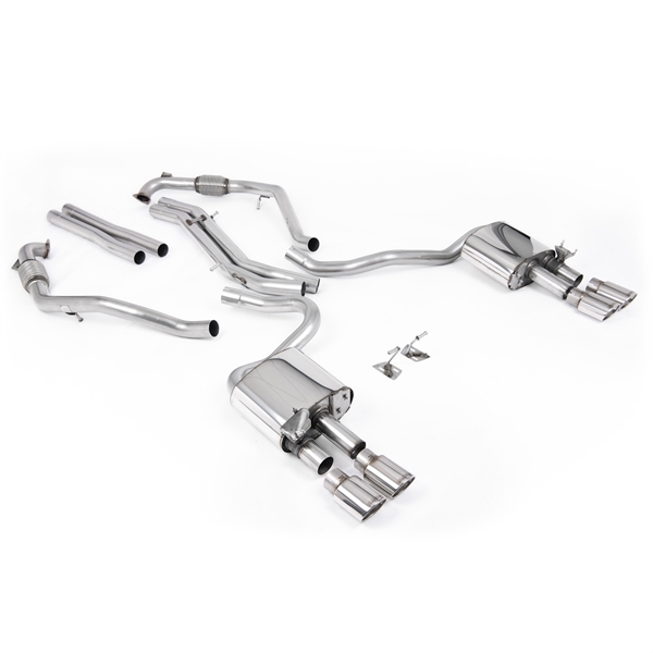 Milltek Sport Diff-modeller med Stag - Icke-Resonerad Cat-Back (Högre) med Fyra Polerade Ovala Ändrör, Audi S5 B9 (3.0 V6 Turbo Sportback)