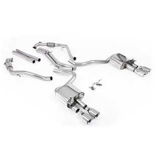 Milltek Sport Diff-modeller med Brace Bars - Icke-Resonerat Cat-Back (Högre) med Quad Polerade Ändrör, LHD, Audi S5 B9