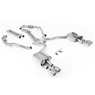 Milltek Sport Diff-modeller med Brace Bars - Icke-Resonerat Cat-Back (Högre) med Quad Polerade Ändrör, RHD, Audi S5 B9