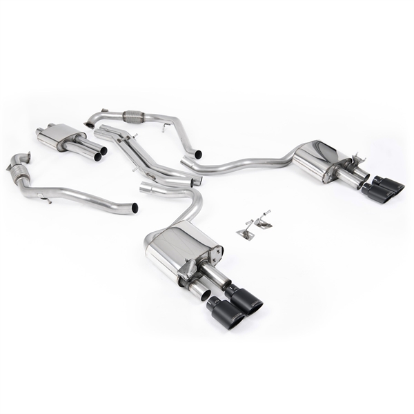 Milltek Sport Diff Modeller Med Stag (RHD) - Resonerad Cat-Back Med Fyra Svarta Ovala Ändrör Audi S5 3.0 V6 Turbo Coupé Endast B9