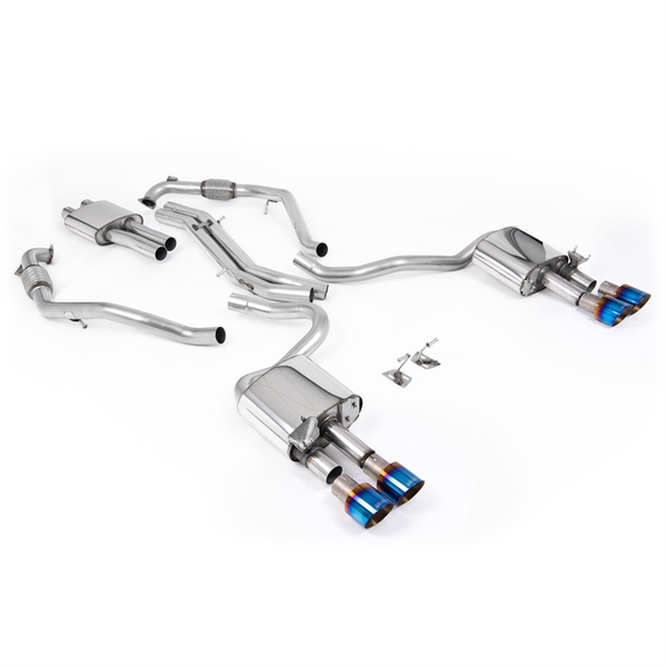 Milltek Sport Diff Modeller Med Stag (RHD) - Resonerad Cat-Back Med Fyra Brända/Blå Titanändrör Audi S5 3.0 V6 Turbo Coupé Endast B9