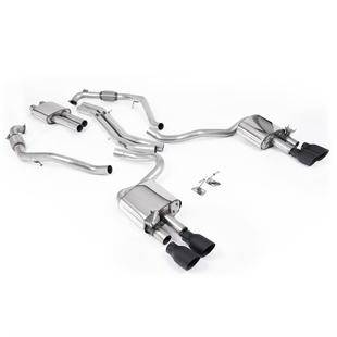 Milltek Sport Diff Modeller Med Stag (RHD) - Resonerad Cat-Back Med Fyra Cerakote Svarta Ändrör Audi S5 3.0 V6 Turbo Coupé Endast B9