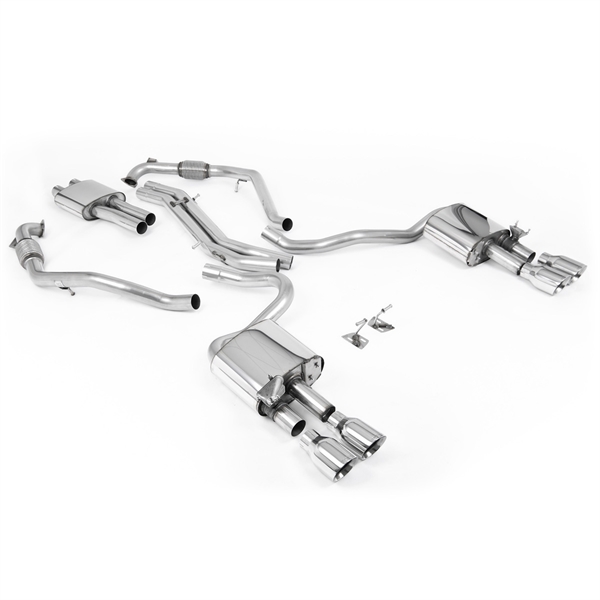 Milltek Sport Diff Modeller Med Stag (RHD) - Resonerad Cat-Back Med Fyra Polerade Ändrör Audi S5 3.0 V6 Turbo Coupé Endast B9