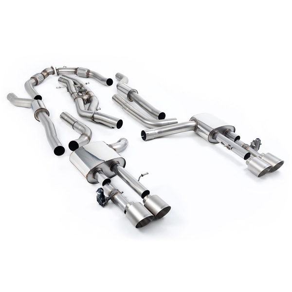Milltek Resonerad (Tystare) Cat-Back med Borstade Titanium Ändrör (Lång Hjulbas) Audi S8 D5 V8