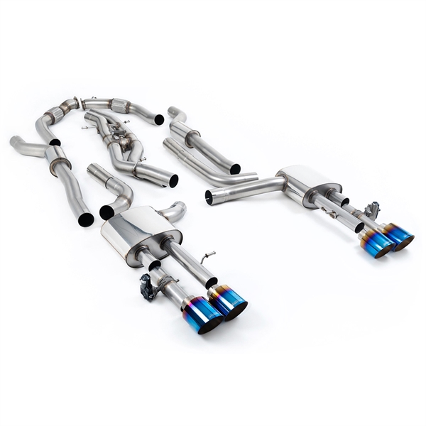 Milltek Resonerad (Tystare) Cat-Back med Brända/Blå Titanium Ändrör (Lång Hjulbas) Audi S8 D5 V8