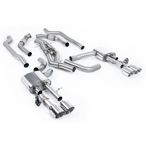 Milltek Non-Resonated (Högre) OPF-Back Avgassystem med GT-115 Polerade Ändrör Audi S8 D5 V8
