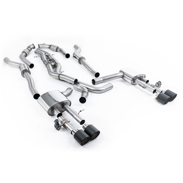 Milltek Resonerad (Tystare) OPF-Bakre Avgassystem med JET-115 Carbon Ändrör Audi S8 D5 V8