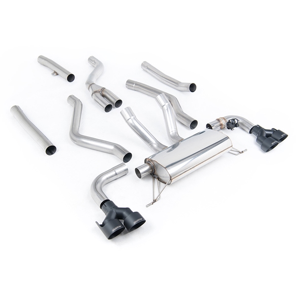Milltek Cat-back Avgassystem Med Fyra GT-100 Svarta Ändrör Till BMW 4-serie G22 M440i Coupé