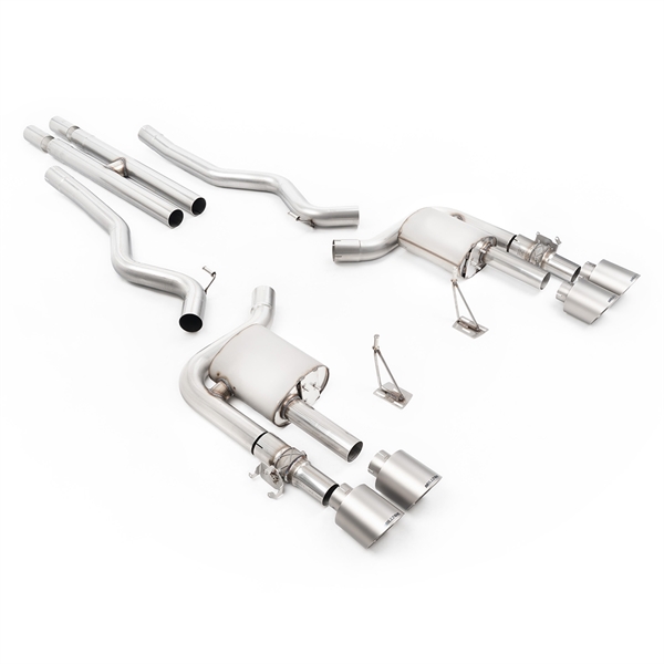 Milltek Aktivt Ventilstyrt Cat-Back System (Högsta Ljudnivå) med H-rör och Borstade Titanändrör till Ford Mustang 5.0 V8 GT500
