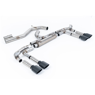Milltek Non-Resonated Race (Loudest) Cat Back Avgassystem med Cerakote Black Oval Tips Audi S3 8Y