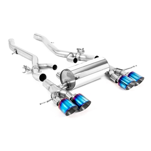 Milltek Center Resonator-Bak System med GT-115 Brända / Blå Titanändrör BMW 2 Series M2 Coupe (G87 S58 NAS Icke-OPF/GPF Modeller)
