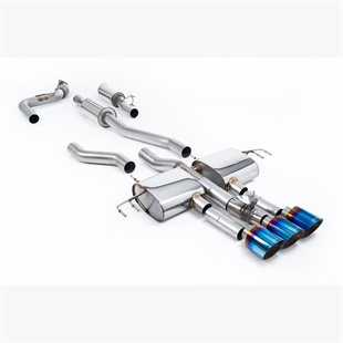 Milltek Resonansdämpad (Tystast) Cat-Back med 3 x GT-115 Brända/Blå Titanändrör Honda Integra DE5 Type S